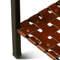 San Antonio 12" Mango Wood, Iron, And Cognac Leather Side Table 13 San Antonio 12" Mango Wood, Iron, And Cognac Leather Side Table -Household Items Series FAU ST12NA dt1