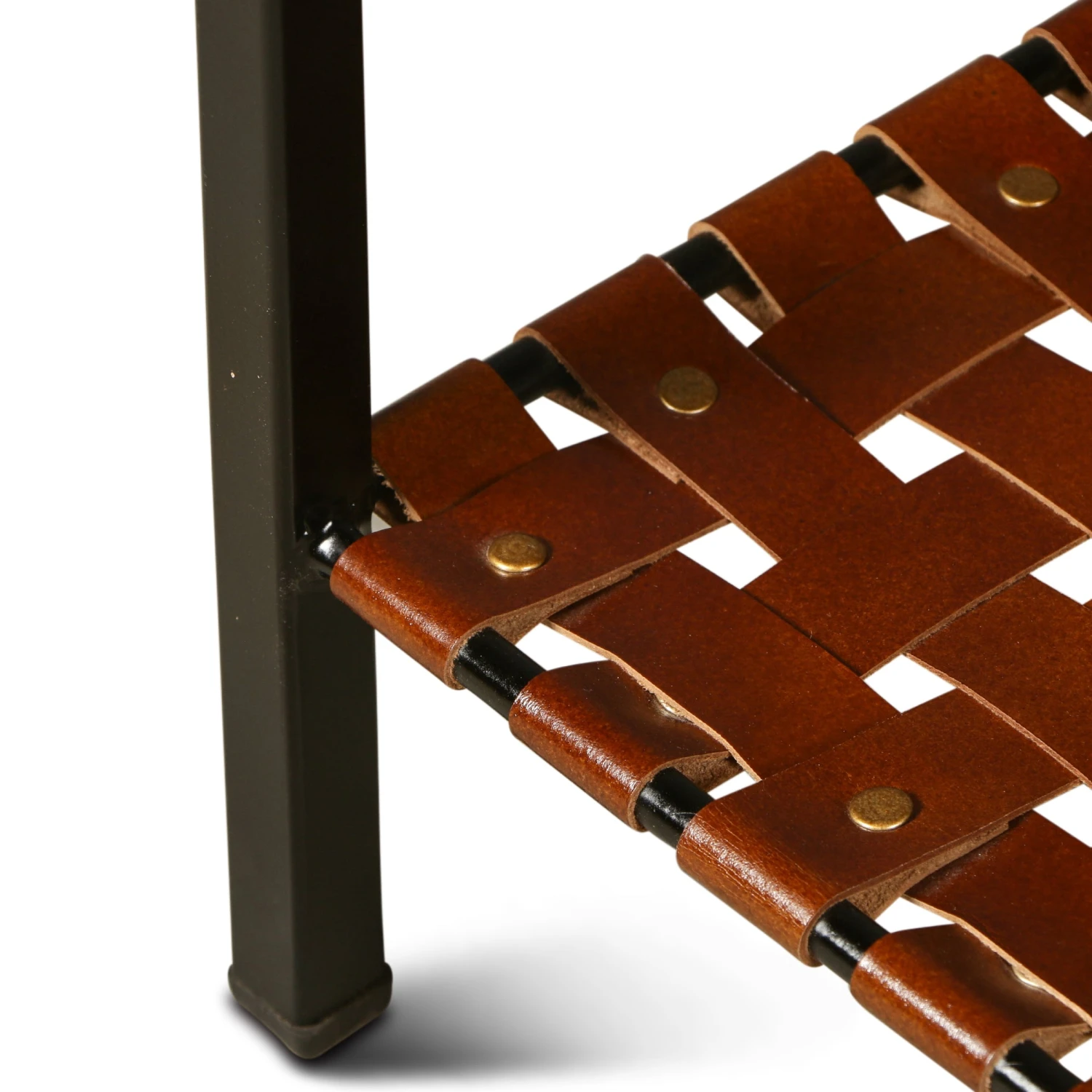 San Antonio 12" Mango Wood, Iron, And Cognac Leather Side Table 8 San Antonio 12" Mango Wood, Iron, And Cognac Leather Side Table - Image 6