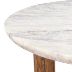 Madrid Marble Round Dining Table With Reclaimed Teak Legs -Household Items Series FBC RD54WMTL dt1