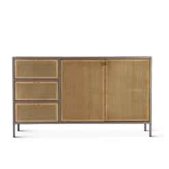 Cleveland 55" Industrial Gunmetal And Brass Sideboard