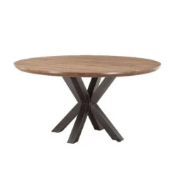 Basel 60" Smoked Acacia Round Dining Table