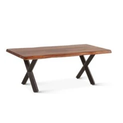 Elliston 46" Live Edge Sheesham Wood And Iron Coffee Table -Household Items Series FBS CT46NA 3q1