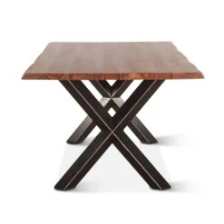 Elliston 80" Live Edge Sheesham Wood And Iron Dining Table -Household Items Series FBS DT80NA sd1