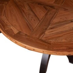 Sterling Round Adjustable Height Teak Wood Dining Table -Household Items Series FBY RD48 dt3