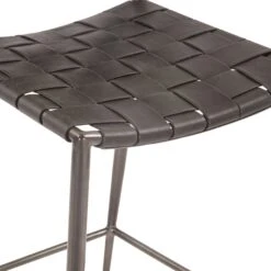 Lund 17" Buffalo Leather And Iron Counter Chair -Household Items Series FCPH CC17BLK dt1