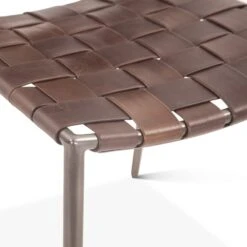 Lund 17" Buffalo Leather And Iron Dining Chair, Set Of 2 25 Lund 17" Buffalo Leather And Iron Dining Chair, Set Of 2 -Household Items Series FCPH DC18BR dt1