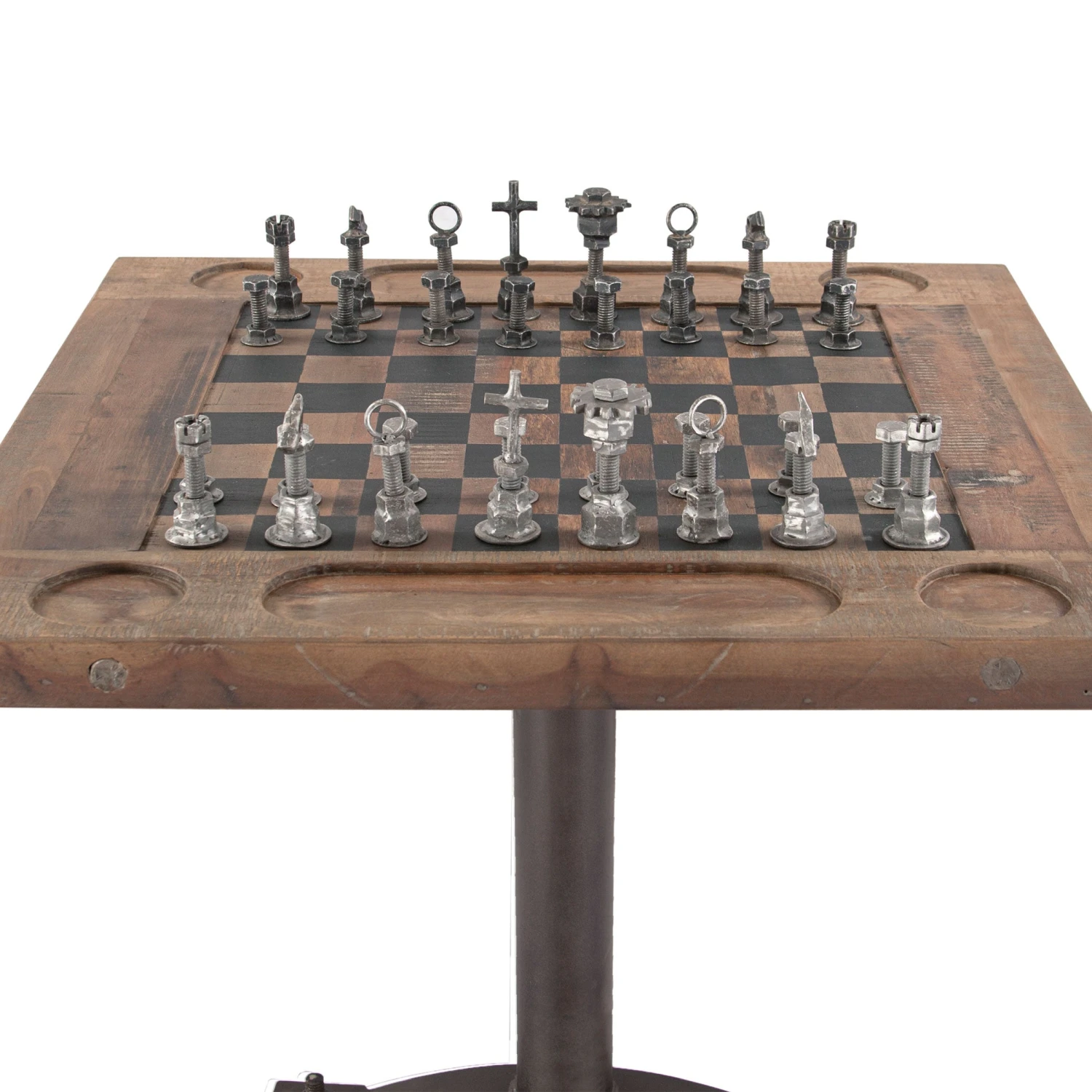 Rustic Revival Industrial Teak Wood Chess Set 4 Rustic Revival Industrial Teak Wood Chess Set - Image 2