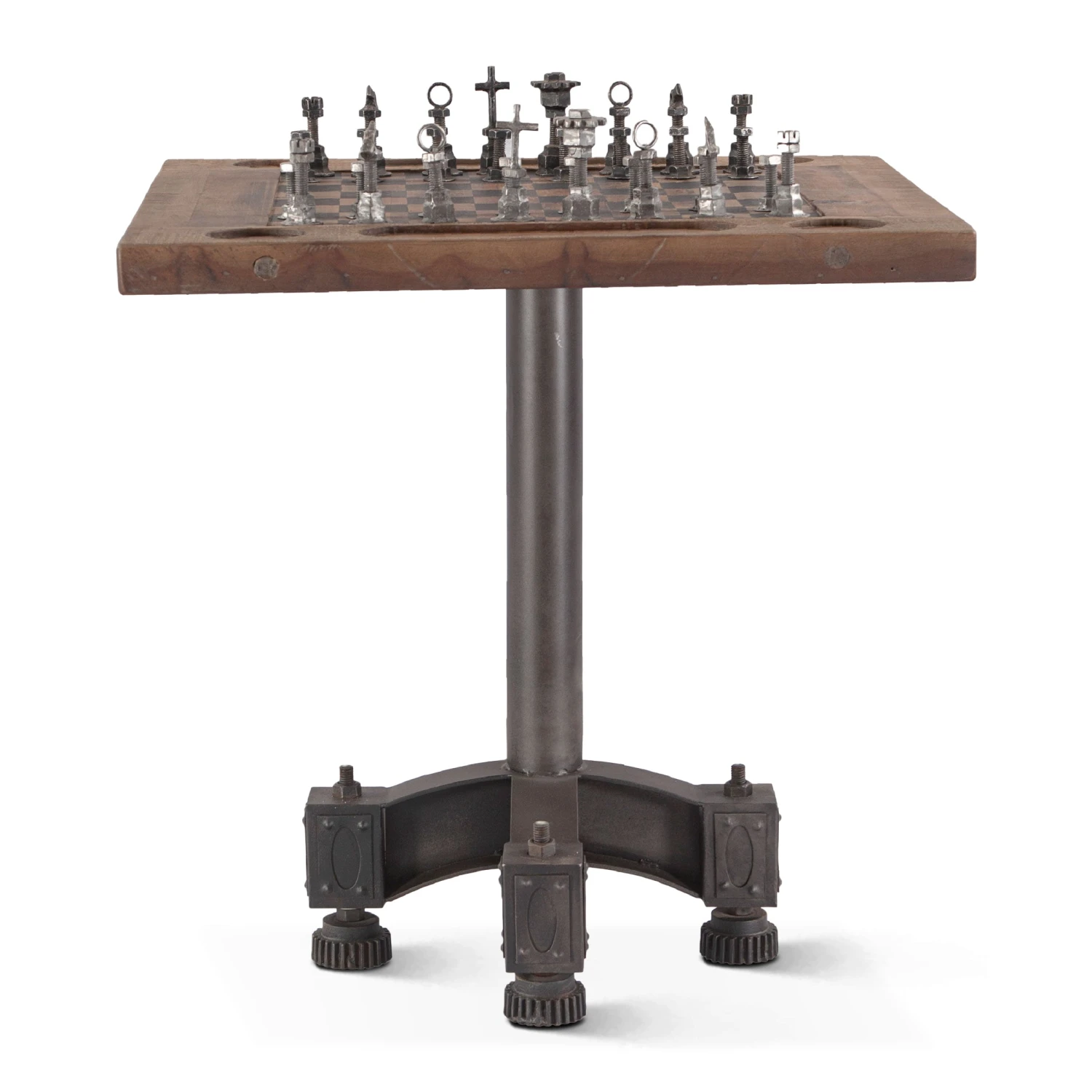 Rustic Revival Industrial Teak Wood Chess Set 3 Rustic Revival Industrial Teak Wood Chess Set