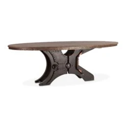 Rustic Revival Industrial Teak Wood Oval Shape Dining Table -Household Items Series FEI ODT94 3q1