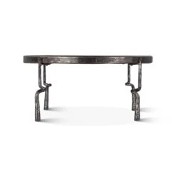 Rustic Revival Industrial Wagon Wheel Coffee Table With Marble Inlay -Household Items Series FEI RCT M sd1