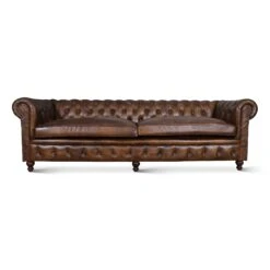 Brisben Chesterfield Sofa In Antique Whiskey Leather