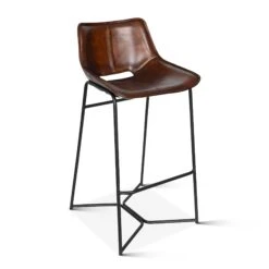 Brisben Modern Open Back Hand Washed Leather Counterstool 24 Brisben Modern Open Back Hand Washed Leather Counterstool -Household Items Series FEX STBC CN 3q1