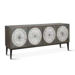 Palm Desert Modern Bone Inlay Sideboard In Vintage Gray -Household Items Series FJAI PS SB67 3q1