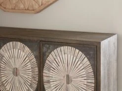 Palm Desert Modern Bone Inlay Sideboard In Vintage Gray -Household Items Series FJAI PS SB67 PalmSprings Sideboard Det 12 22