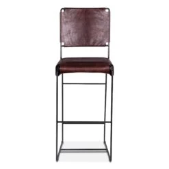 Melbourne Industrial Modern Chocolate Leather Stool