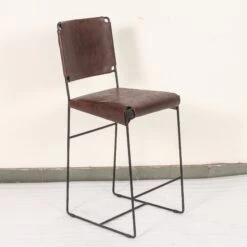 Melbourne Industrial Modern Chocolate Leather Stool -Household Items Series FNY CC18 CH GG 2