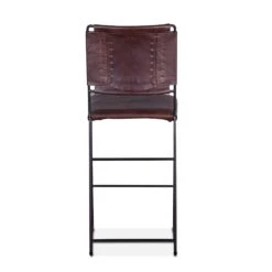 Melbourne Industrial Modern Chocolate Leather Stool -Household Items Series FNY CC18 CH GG bk1