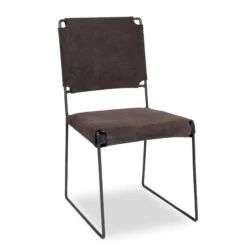 Melbourne Industrial Modern Suede Dining Chair, Set Of 2 -Household Items Series FNY DC18 AS GG3q1