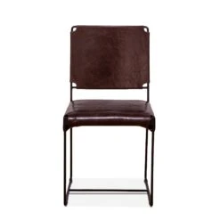 Melbourne Industrial Modern Leather Dining Chair, Set Of 2
