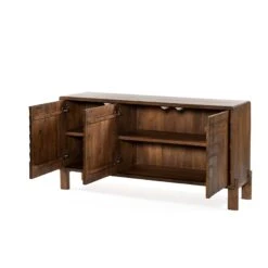 Dellio Solid Mango Wood Sideboard In Acorn Brown -Household Items Series FOP SB60AB 3