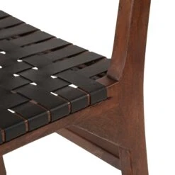 Lisbon Modern Woven Leather Dining Chair, Set Of 2 -Household Items Series FPM DC18URB dt2