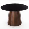 Lisbon 47" Black Marble Round Dining Table In Matte Brown -Household Items Series FPM RDT47BMRB