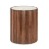 Lisbon 18" White Marble Round Side Table In Matte Brown -Household Items Series FPM RST18WMRB