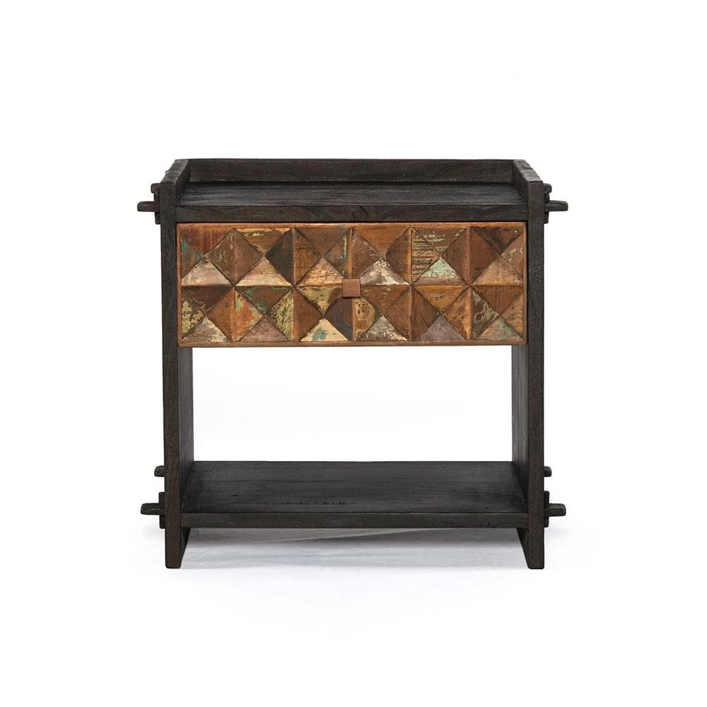 Messina Carved Teak Wood Night Chest 3 Messina Carved Teak Wood Night Chest