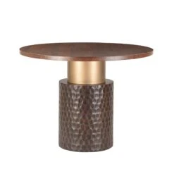 Vallarta Carved Wood Round Gathering Table