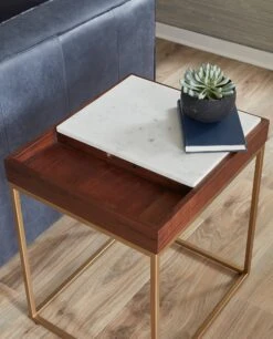 Aurora Modern Side Table In Walnut Brown -Household Items Series FSE ST22WN SideTbl2 12 22