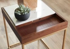 Aurora Modern Side Table In Walnut Brown -Household Items Series FSE ST22WN SideTbl 12 22