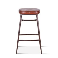 Hudson Backless Leather Stool
