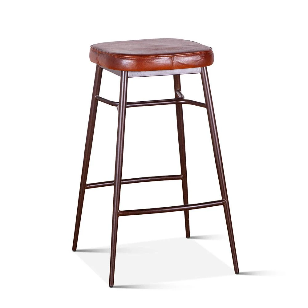 Hudson Backless Leather Stool 4 Hudson Backless Leather Stool - Image 2