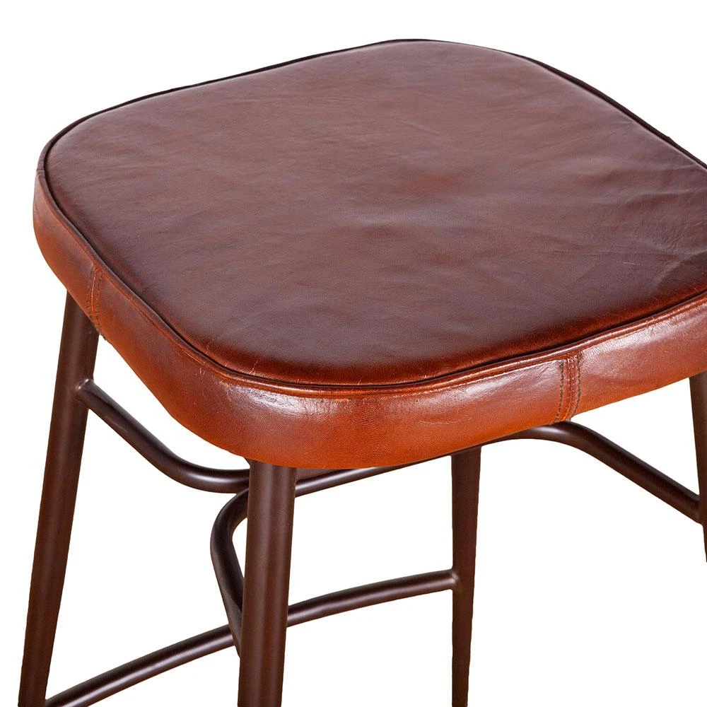 Hudson Backless Leather Stool 6 Hudson Backless Leather Stool - Image 4