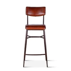 Hudson High Back Leather Stool