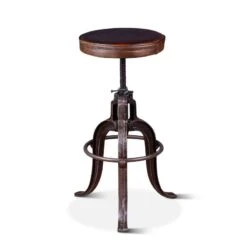 Sterling Industrial Modern Adjusting Barstool With Leather Seat 21 Sterling Industrial Modern Adjusting Barstool With Leather Seat -Household Items Series FWE SL1 BR dt1