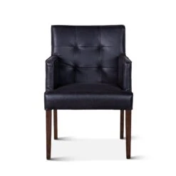Avery 24" Modern Black Leather Arm Chair