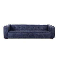 Portia Antique Blue Italian Leather Sofa