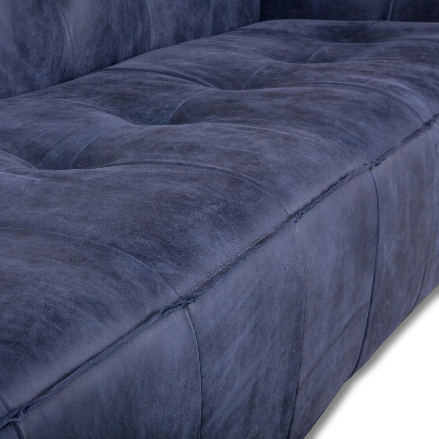 Portia Antique Blue Italian Leather Sofa 6 Portia Antique Blue Italian Leather Sofa - Image 4