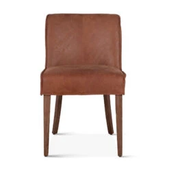 Avery Casual Leather Dining Chair In Vintage Tan, Set Of 2