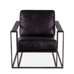 Portland Modern Strap Arm Leather Accent Chair