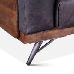 Chiavari Mid-Century Antique Ebony Leather Sofa -Household Items Series GPF CSOF AE dt2