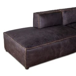 Chiavari Modular Sectional In Distressed Ebony Leather -Household Items Series GPF LS AE dt1