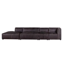 Chiavari Modular Sectional In Distressed Ebony Leather -Household Items Series GPF LS AE dt5