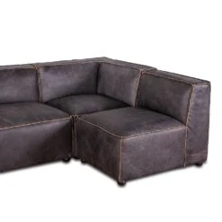 Chiavari Modular Sectional In Distressed Ebony Leather -Household Items Series GPF LS AE dt7
