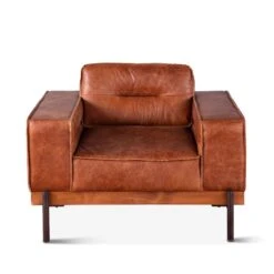 Chiavari Modern Cognac Leather Armchair