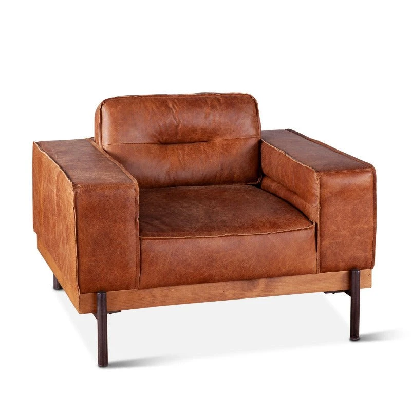 Chiavari Modern Cognac Leather Armchair 5 Chiavari Modern Cognac Leather Armchair - Image 3