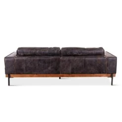Chiavari Distressed Antique Ebony Leather Sofa 11 Chiavari Distressed Antique Ebony Leather Sofa -Household Items Series GPF MSOF AE bk1