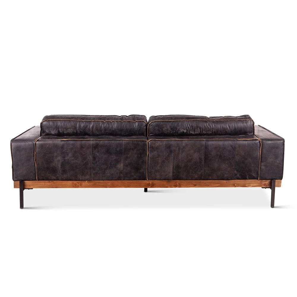Chiavari Distressed Antique Ebony Leather Sofa 5 Chiavari Distressed Antique Ebony Leather Sofa - Image 3