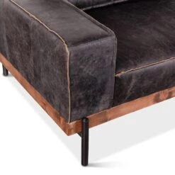 Chiavari Distressed Antique Ebony Leather Sofa 13 Chiavari Distressed Antique Ebony Leather Sofa -Household Items Series GPF MSOF AE dt1